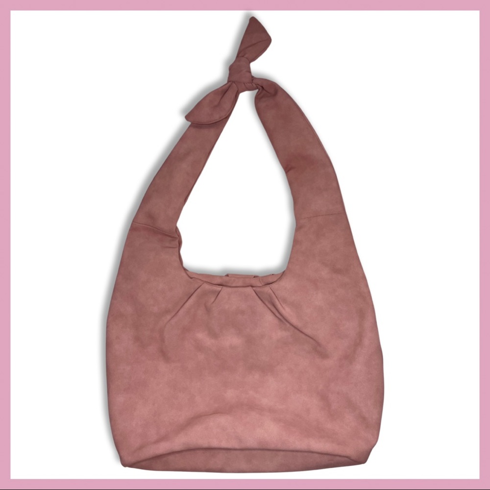American Eagle Pink Faux Suede Purse with Bow - Picture 2 of 8